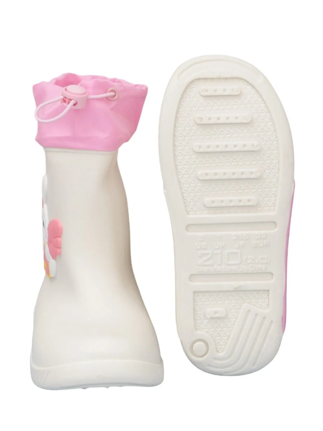 Angel Bunny Themed White Rain Boots For Girls